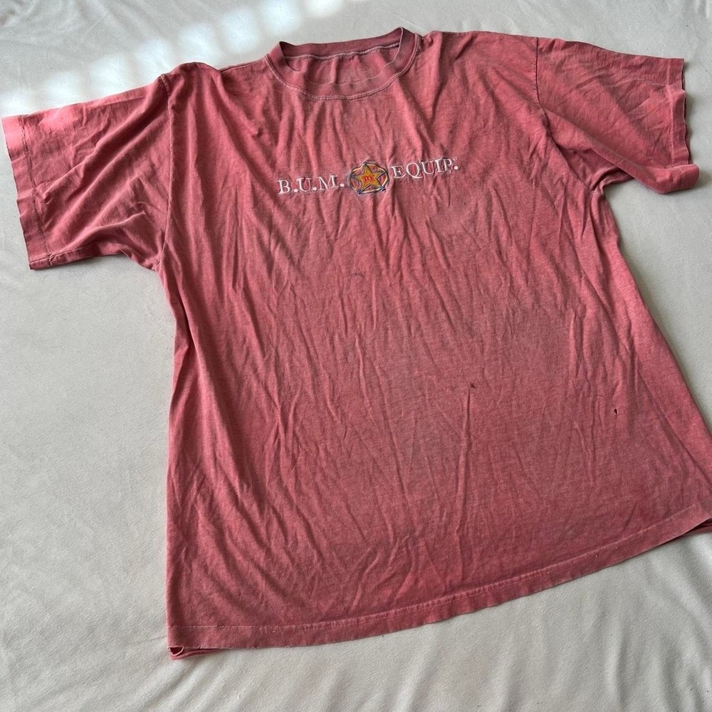 B.U.M. EQUIP. T-shirt with white text and star logo,  vintage, single stitch